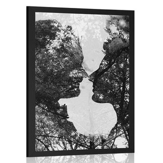 Plakát podoba lásky v černobílém provedení