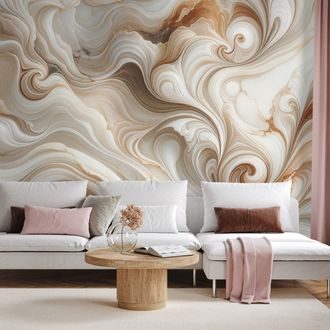 SAMOPRZYLEPNA TAPETA BRĄZOWE ABSTRAKCYJNE FALE - MARMUROWE TAPETY - TAPETY