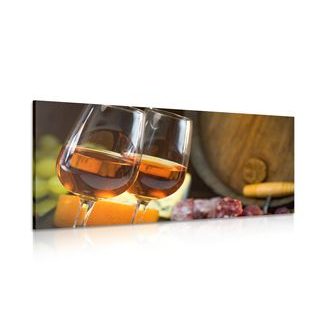 OBRAZ RŮŽOVÉ VÍNO V POHÁRECH - OBRAZY JÍDLA A NÁPOJE - OBRAZY