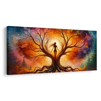 OBRAZ PODZIMNÍ STROM ŽIVOTA S POSTAVOU - OBRAZY STROMY ŽIVOTA - OBRAZY