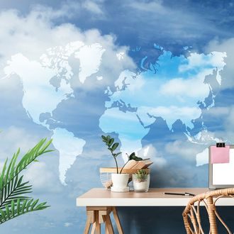 SELF ADHESIVE WALLPAPER WORLD MAP WITH SKY BACKGROUND - SELF-ADHESIVE WALLPAPERS - WALLPAPERS