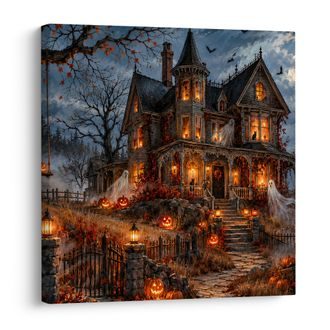 OBRAZ HALLOWEENSKÝ DŮM S DUCHY - HALLOWEENSKÉ A HOROROVÉ OBRAZY - OBRAZY