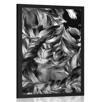 POSTER RETRO STROKES OF FLOWERS IN BLACK AND WHITE - BLACK AND WHITE - POSTERS