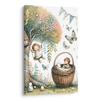 OBRAZ DĚTSKÝ DEN MEZI STROMY A MOTÝLY - DĚTSKÉ OBRAZY POHÁDKOVÉ BYTOSTI - OBRAZY