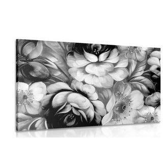 OBRAZ IMPRESIONISTICKÝ SVĚT KVĚTIN V ČERNOBÍLÉM PROVEDENÍ - ČERNOBÍLÉ OBRAZY - OBRAZY
