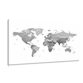 OBRAZ MAPA SVĚTA V BARVÁCH ČERNOBÍLÉ - OBRAZY MAPY - OBRAZY
