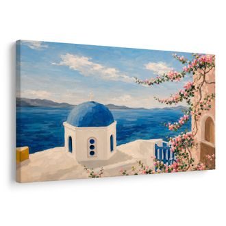 TABLEAU SUR TOILE – CHAPELLE GRECQUE AU-DESSUS DE LA MER - TABLEAUX DE LA VILLE - TABLEAUX