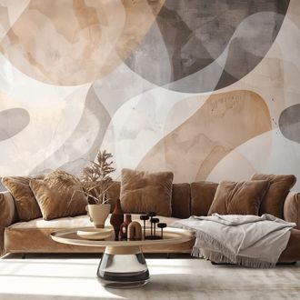 TAPET AUTOADEZIV FORME ABSTRACTE BEJ ȘI GRI - TAPET ABSTRACT - TAPETURI