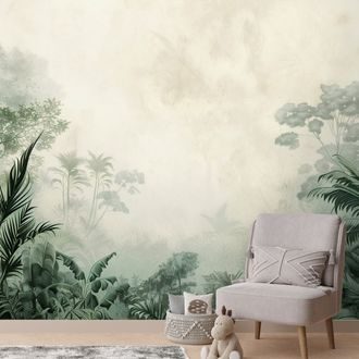 TAPET AUTOADEZIV JUNGLĂ VERDE ÎN CEAȚĂ - TAPET JUNGLĂ - TAPETURI