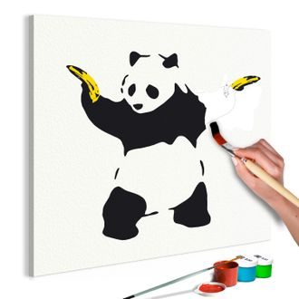 Picture painting by numbers Banksy panda with Bananas
