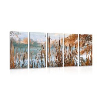 5-DÍLNÝ OBRAZ ŘEKA UPROSTŘED PODZIMNÍ PŘÍRODY - OBRAZY PŘÍRODY A KRAJINY - OBRAZY