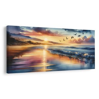 WANDBILD RUHIGER STRAND BEI SONNENUNTERGANG - BILDER - 🔥 TOTALAUSVERKAUF