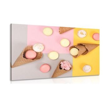 CANVAS PRINT MACARONS IN A CONE - PICTURES OF FOOD AND DRINKS - PICTURES