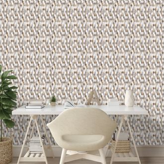 SAMOLEPÍCÍ TAPETA HNĚDO-BÉŽOVÁ GEOMETRIE NA ŠEDÉ - VZOROVANÉ TAPETY - TAPETY