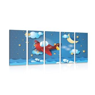 5-DÍLNÝ OBRAZ LET LETADLEM - DĚTSKÉ OBRAZY - OBRAZY