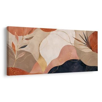 TABLEAU SUR TOILE – COMPOSITION MODERNE DE FEUILLES ET COURBES - IMAGES FORMES ABSTRAITES - TABLEAUX