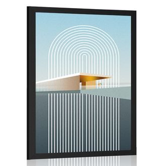 PLAKÁT DUHA S ABSTRAKTNÍM POZADÍM MID-CENTURY - MOTIVY Z NAŠÍ DÍLNY - PLAKÁTY