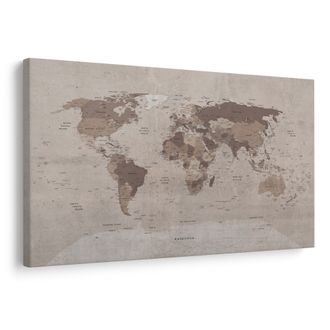 OBRAZ NA KORKU MAPA SVĚTA V ŠEDÉM PROVEDENÍ - PICTURES ON CORK - PICTURES