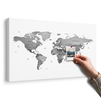 OBRAZ NA KORKU MAPA SVĚTA V BARVÁCH ČERNOBÍLÉ - OBRAZY NA KORKU - OBRAZY