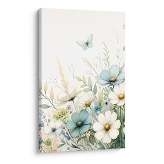 WANDBILD WIESENBLUMEN MIT SCHMETTERLINGEN - BILDER BLUMEN - BILDER