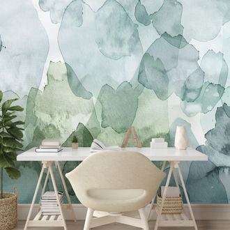 TAPETA AKVARELNE ZELENE MRLJE - APSTRAKTNE TAPETE - TAPETE