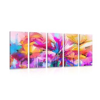 5-CZĘŚCIOWY OBRAZ ABSTRAKCYJNE KOLOROWE KWIATY - OBRAZY ABSTRAKCYJNE - OBRAZY