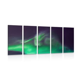 5-DÍLNÝ OBRAZ ZELENÁ POLÁRNÍ ZÁŘE NA OBLOZE - OBRAZY VESMÍRU A HVĚZD - OBRAZY