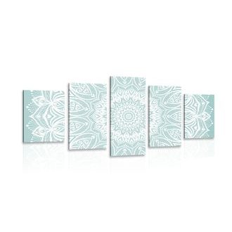 5-DÍLNÝ OBRAZ MANDALA HARMONIE NA MODRÉM POZADÍ - OBRAZY FENG SHUI - OBRAZY