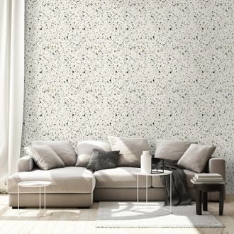 TAPETA JEMNÝ ZELENÝ TERRAZZO VZOR - VZOROVANÉ TAPETY - TAPETY