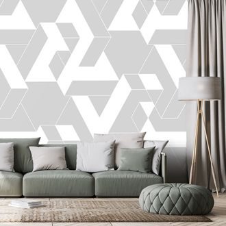 TAPETA ŠEDO-BÍLÁ SKLÁDAČKA VZORŮ - VZOROVANÉ TAPETY - TAPETY