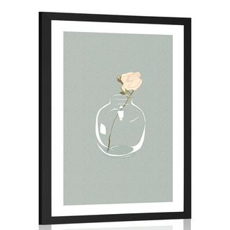 POSTER CON PASSEPARTOUT FIORE NEL VASO CON UNO STILE SEMPLICE - VASI - POSTER