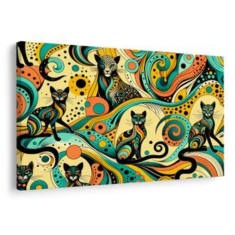 WANDBILD PSYCHEDELISCHE KATZEN - BILDER VON KATZEN - BILDER