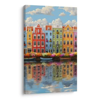OBRAZ MĚSTSKÉ KOUZLO NA VODĚ - BAREVNÉ DOMY - PICTURES
