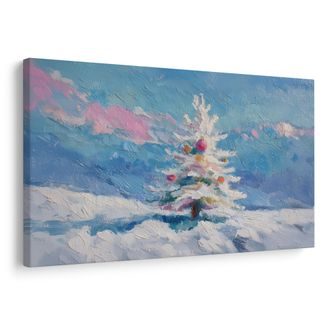 OBRAZ VÁNOČNÍ STROMEK V ZASNĚŽENÉ KRAJINĚ - VÁNOČNÍ A ZIMNÍ OBRAZY - OBRAZY