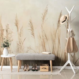TAPETA SUCHÉ ROSTLINY V BÉŽOVÉ BARVĚ - TAPETY - TOTÁLNÍ VÝPRODEJ 🔥