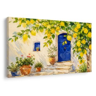 QUADRO SU TELA – LIMONI MEDITERRANEI SOPRA LA VERANDA - QUADRI CITTÀ - STAMPE E QUADRI