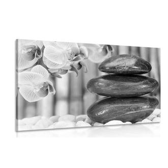 OBRAZ JAPONSKÁ ZEN ZAHRADA V ČERNOBÍLÉM PROVEDENÍ - ČERNOBÍLÉ OBRAZY - OBRAZY