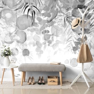 SAMOLEPÍCÍ TAPETA JEMNÉ LISTY V ČERNOBÍLÉM - SAMOLEPÍCÍ TAPETY - TAPETY