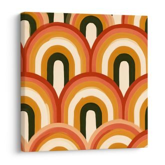 CANVAS SCHILDERIJ GEOMETRISCHE REGENBOGEN IN AARDETINTEN - ABSTRACTE VORMEN SCHILDERIJEN - SCHILDERIJEN
