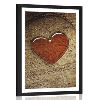 AFFICHE AVEC MONTURE COEUR SUR UNE SOUCHE - AMOUR - AFFICHES