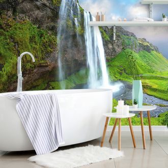 WALL MURAL MAJESTIC WATERFALL IN ICELAND - WALLPAPERS NATURE - WALLPAPERS
