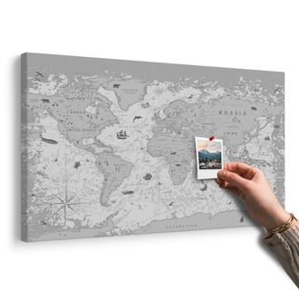 OBRAZ NA KORKU MAPA V ČERNOBÍLÉM PROVEDENÍ - OBRAZY NA KORKU - OBRAZY