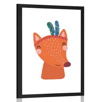 POSTER WITH MOUNT CUTE FOX WITH FEATHERS - ANIMALS - POSTERS