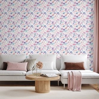 SAMOLEPÍCÍ FOTOTAPETA PASTELOVÝ KVĚTINOVÝ VZOR - VZOROVANÉ TAPETY - TAPETY
