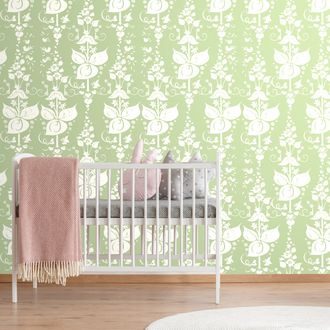 SELF ADHESIVE WALLPAPER GREEN FOLKLORE PATTERN - SELF-ADHESIVE WALLPAPERS - WALLPAPERS