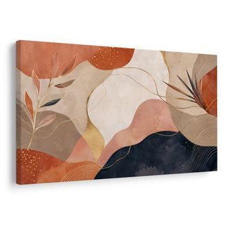 TABLEAU SUR TOILE – ABSTRACTION ÉLÉGANTE AVEC DES FEUILLES - IMAGES FORMES ABSTRAITES - TABLEAUX