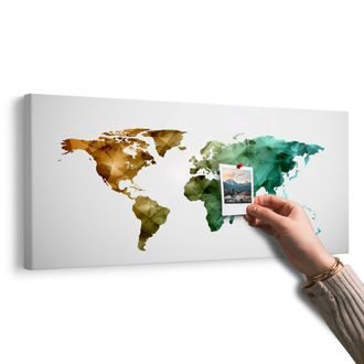 OBRAZ NA KORKU BAREVNÁ POLYGONÁLNÍ MAPA SVĚTA - OBRAZY NA KORKU - OBRAZY