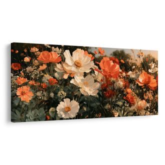 OBRAZ ORANŽOVOBÍLÉ KVĚTY PŘI SOUMRAKU - PICTURES FLOWERS - PICTURES