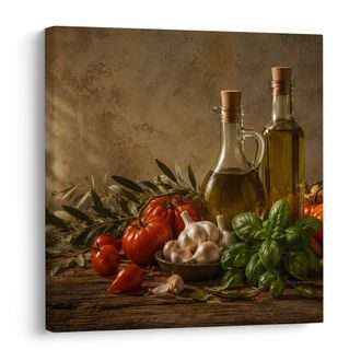 OBRAZ KUCHENNE MARTWE ŻYCIE Z CZOSNKIEM - OBRAZY JEDZENIE I NAPOJE - OBRAZY