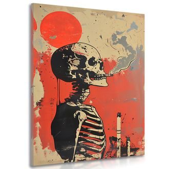 КАРТИНА НА ПЛАТНО – JAPANDI ПУШАЧ СКЕЛЕТ - ЯПАНДИ КАРТИНИ - КАРТИНИ